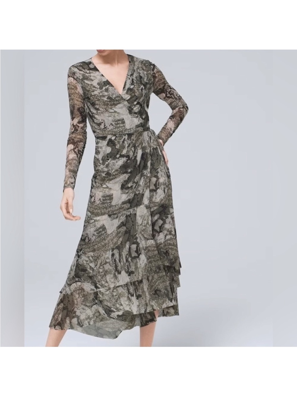 Olive Snake Print Wrap Dress